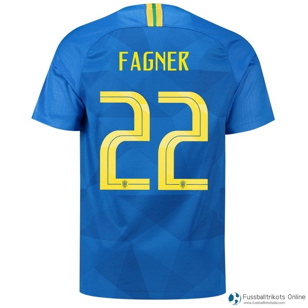 Brasilien Trikot Auswarts Fagner 2018 Blau Fussballtrikots Günstig